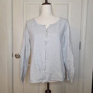 Sundance White & Grey Striped Henley Top